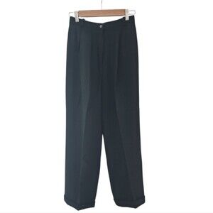 Anne Klein Vintage High-Rise Pleated Wool Trousers Sz 10 Hunter Green USA Made